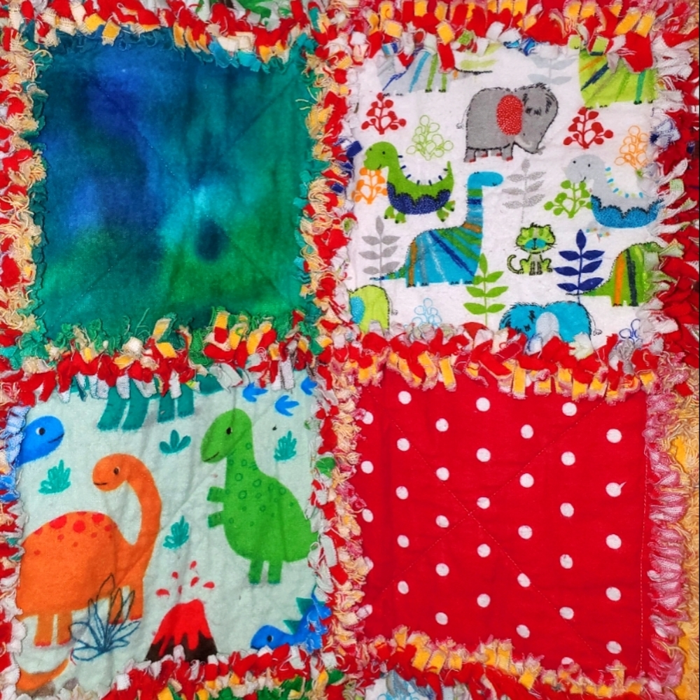 Handmade Baby/Toddler Dinosaur Flannel Rag Quilt